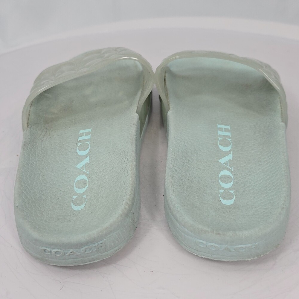 Coach Unna Light Teal Signature Sport Slide/Slides Women 6 Jelly Flip Flops Spot - Picture 2 of 16